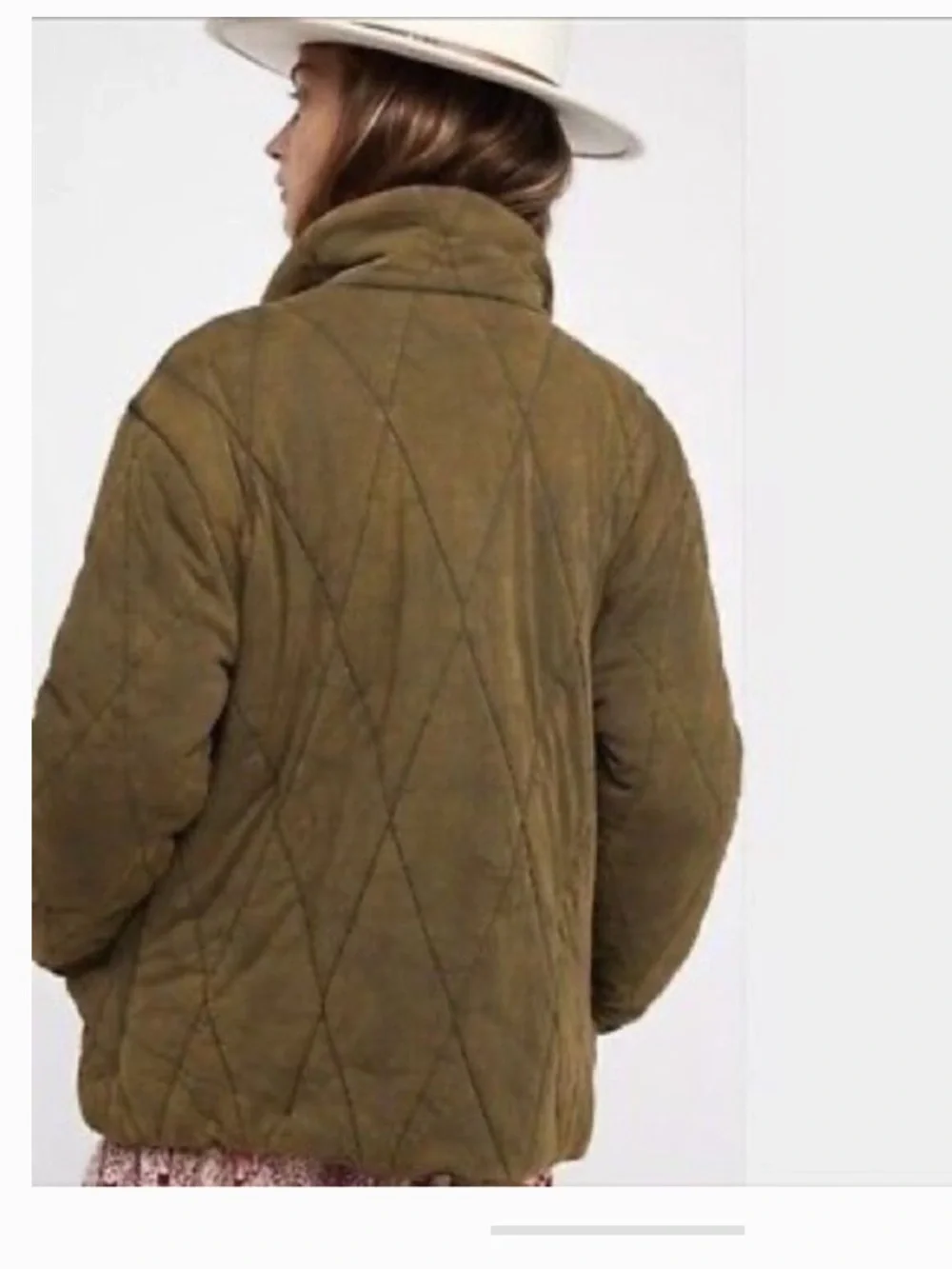 Free People Tawny Pillow Puffer Quilted Olive Green Washed Women's Jacket